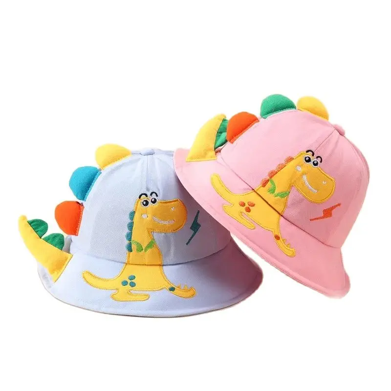 New Cartoon Dinosaur Baby Sun Hat Kids Child Bucket Hats Summer Baby Boys Girls - £11.90 GBP