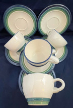 Pfaltzgraff White Coffee Cups Saucers (6) Ocean Breeze 12 Pieces - £33.56 GBP