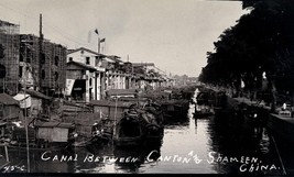 VINTAGE NEGATIVE; CANAL BETWEEN CANTON AND SHAMEEN CHINA;CIRCA 1912 - £27.49 GBP