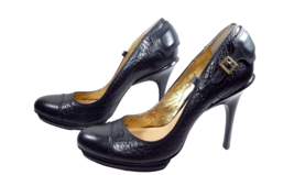 DUMOND Women High Heel Pump Black Size 9 (FITS Size 8.5) Leather Stiletto Brazil - £31.62 GBP