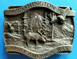 Vintage 1980s Washington Is What America Was Belt Buckle - Siskiyou 1981 - £13.38 GBP