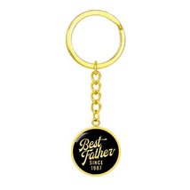 Best Father Since 1987 v3 - Luxury Keychain 18K Yellow Gold Finish, Father&#39;s Day - £27.69 GBP