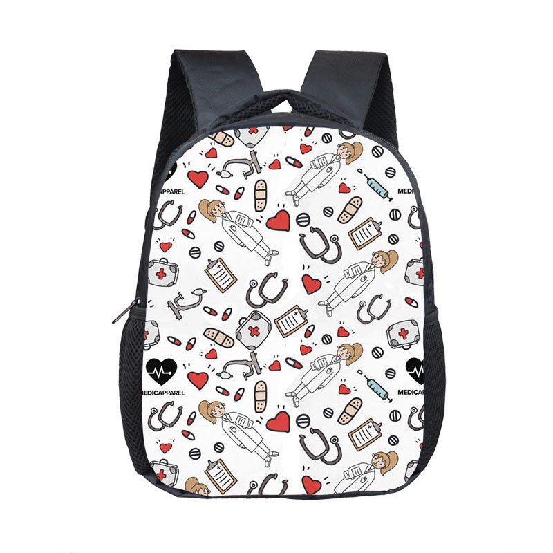 Primary image for Cute Doctor Nurse Uniform Print Backpack Children School Bags Medical Stethoscop