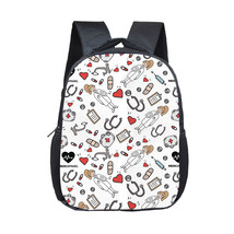 Cute Doctor Nurse Uniform Print Backpack Children School Bags Medical Stethoscop - £22.06 GBP