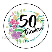 (30) 50 &amp; Fabulous Envelope Seals Labels Stickers 1.5&quot; Round 50TH Birthday - £5.98 GBP