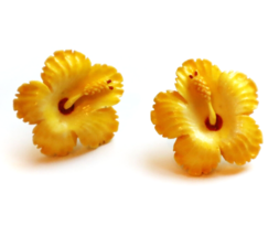 Authentic 40s Vintage Hawaiian Hibiscus Carved Flower Earrings Sterling Clip On - £99.46 GBP