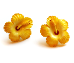 Authentic 40s Vintage Hawaiian Hibiscus Carved Flower Earrings Sterling ... - £98.92 GBP