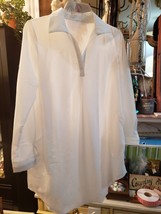 Ladies Medium Semi Sheer White Tunic With Pockets.   - £11.19 GBP