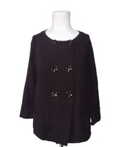 Madison Double Breasted Cardigan Sweater Size S Black Pockets Back Pleat... - $19.79