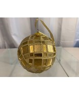 Vintage Christmas Tree Ornament Gold Colored Acrylic Disco Ball Style - £7.03 GBP