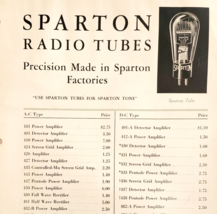 1931 Sparton Radio Tubes List Prices Advertisement Electronics Sound F18B2 - $24.99