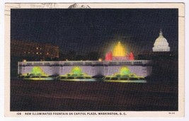 District Of Columbia DC Postcard Washington Illuminated Fountain Capitol Plaza - £2.35 GBP