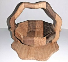 Collapsible Wooden Oak Basket Well Made 5.5&quot; Trivet - £19.10 GBP