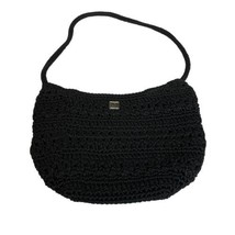 The Sak Womens Black Crochet 10&quot; Small Handbag Purse Shoulder Bag Zipper... - $18.46