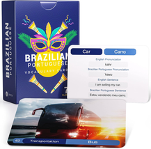 Portuguese Vocabulary Flash Cards - 75 Beginner Vocab with Pictures - Brazilian  - £15.30 GBP