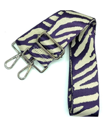 Purple White Tiger Print Adjustable Crossbody Bag Purse Guitar Strap Silver - $34.17 CAD
