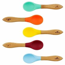 NEW Avanchy Modern-Baby Bamboo and Silicone Baby Spoon Set 5-Pack for Weaning - £15.13 GBP