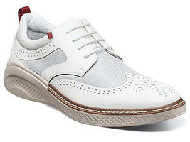 Men&#39;s Stacy Adams Beckham Wingtip Lace Up Sneaker Comfort White 25593-100 - £83.20 GBP