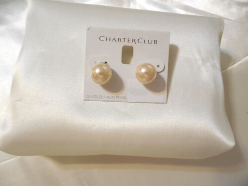 Charter Club 1/2" Silver-Tone Simulated Pink Pearl Stud Earrings Y456 - £5.96 GBP