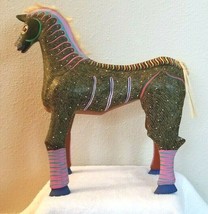 VTG 16&quot; Mexico Folk Art Wood Carving Hand Painted HORSE ANTONIO MANDARIN... - $299.00