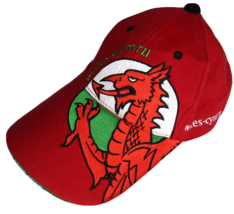 Wales Cymru Hat Cap Embroidered Logo Adjustable Strapback Red Size S/M - $16.48