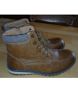 BRUNO MARC APACHE -01 MEN&#39;S BROWN MOTORCYCLE BOOTS-13-LACE/ZIP-WORN ONCE - $45.00