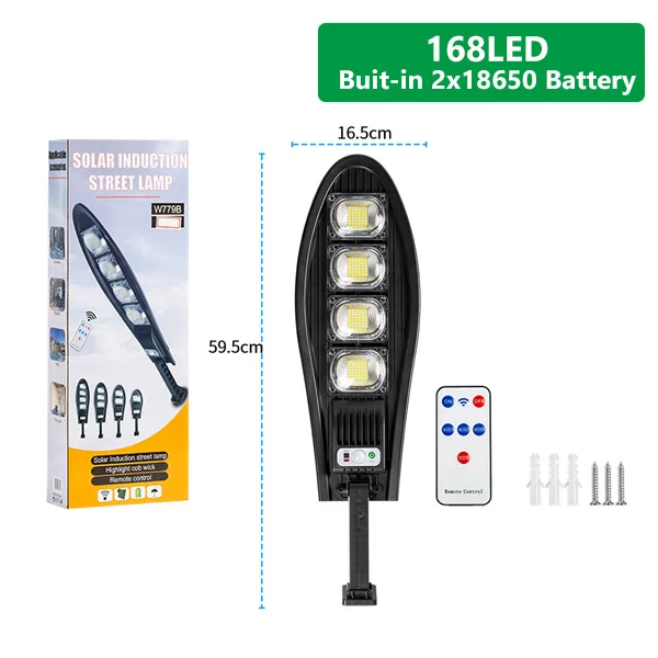 168 LED Solar Lamp  IP65 Waterproof Powerful Street Light Remote Control Lamp Mo - £81.70 GBP