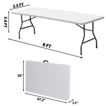 Portable 8ft Plastic Folding Table w/Handle Lock for Picnic Camping Heavy Duty - £106.22 GBP