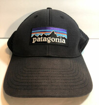 Patagonia Hat Baseball Cap Mesh Back Snapback Adjustable Black Center Logo - £8.14 GBP