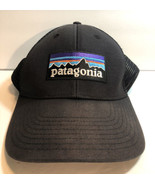 Patagonia Hat Baseball Cap Mesh Back Snapback Adjustable Black Center Logo - $14.15 CAD