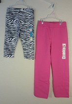 2 Pair of NEW Kids Girls Small 6 - Zebra capri length pants &amp; Pink Sweatpants - $10.84