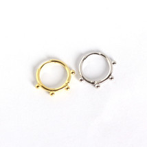 Four Round Beaded Mini Balls Bordered 18k Gold Finish Silver Hoop Earrings - £33.62 GBP