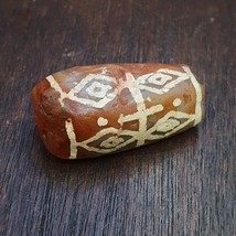 J3 antique tibetan etched red agate bead decorated Carnelian bead Amulet - $59.80