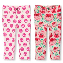 NWT The Children&#39;s Place Girls Emoji Smiley Face Floral Knit Jeggings Lo... - £8.41 GBP