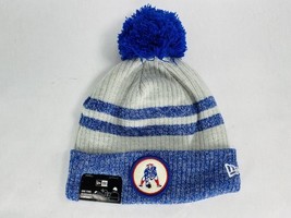 New! New Era Men&#39;s NFL New England Patriots Patch Grey Blue Pom Knit Beanie - $27.99