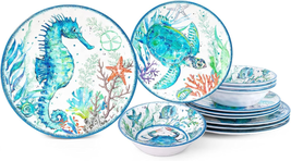 Coastal Vibes: 12-Piece Melamine Beach Dinnerware Set for 4 - $80.17