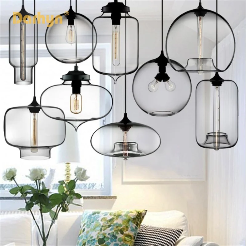 Nordic LED Pendant Light Retro Colorful Glass Decor Hanging Fixture For ... - $76.59+