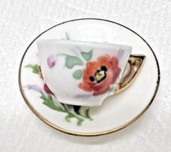 Miniature Bone China Poppy Cup and Saucer August 1 1/4 inch - $14.36