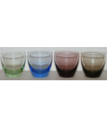 4pc set cordial cocktail liquor shot glasses 2.5" blue green purple brow... - $15.00