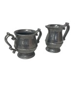 Pewter Cream And Sugar Set Vintage Heavy Duty No Markings Scarce - $349.79 MXN