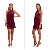 Bishop + Young Naomi Velvet Halter Dress Women Size Small Ruby Red Open Back - £17.84 GBP