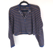 Out From Under Urban Outfitters Crop Top Henley Knit Striped Blue Yellow XS - £11.39 GBP