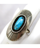 Size 7 Turquoise Shadowbox RING Vintage 7.4 g Sterling Silver 925 Southw... - $174.79 CAD