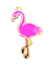 Gold-Tone &amp; Pink Flamingo Charm - £7.89 GBP