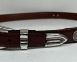 PGA Tour 1998 VTG Mens 42 Brown Braided Leather Belt w/ Silver Buckle, T... - $19.56