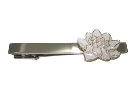 Kiola Designs White Toned Sacred Lotus Water Lily Flower Tie Clip - £31.44 GBP