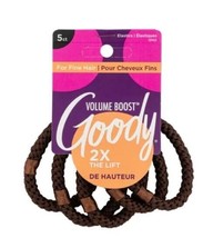 GOODY Volume Boost Ponytail Elastics Hair Tie for Fine Hair, Brown, Pack of 5 - £7.13 GBP