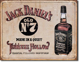Jack Daniel&#39;s Made in a Quiet Tennessee Hollow Whiskey Alcohol Metal Sign - £16.03 GBP