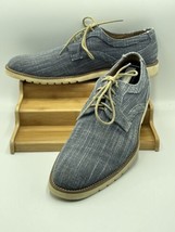 Stacy Adams Men&#39;s Eli Oxfords Plain Toe Blue Canvas Casual Shoes 25237-400 Sz 9 - £22.55 GBP