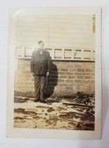 WW2 Photo American Soldier Posing With Back Against Wall War Military USA - £7.82 GBP